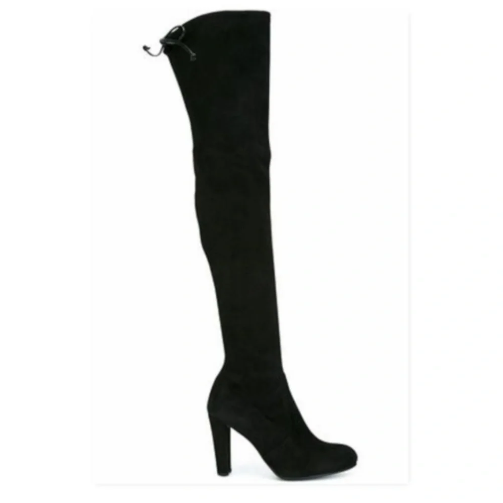New STUART WEITZMAN Black Stretch Suede High Heel Over The Knee Boots 8.5